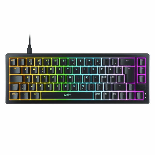 Геймърскa механична клавиатура XTRFY K5, 65% Hotswap, RGB подсветка, UK Layout Kailh Red, Черен 