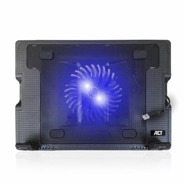 Охладител за лаптоп ACT, До 17", С един вентилатор, 2 x USB хъб, Черен 