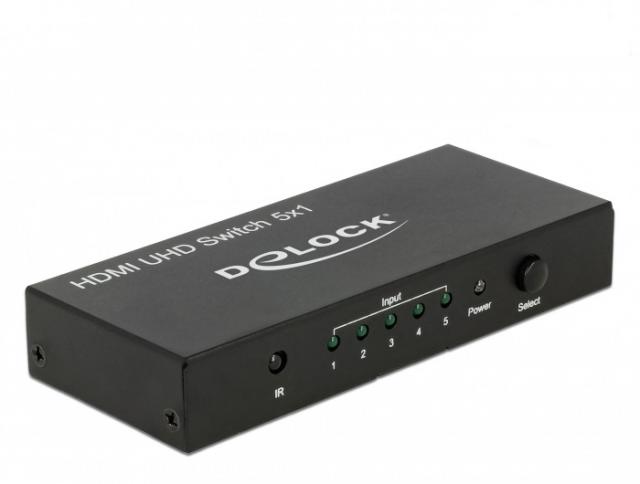 Delock HDMI UHD Switch 5 x HDMI in > 1 x HDMI out 4K 