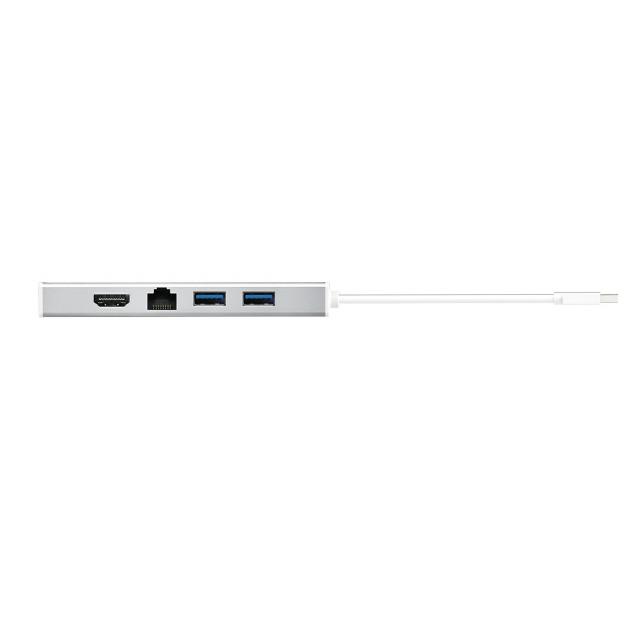 6-портов хъб j5create Mini Dock JUD380, USB 3.0, Gigabit Ethernet, HDMI, VGA, USB-B, Бял 