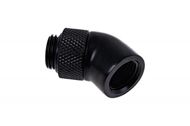 Alphacool Eiszapfen angled adaptor 45° rotatable G1/4 outer thread to G1/4 inner thread - deep black 