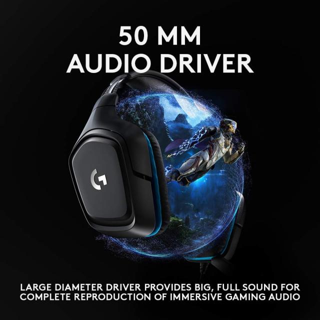Gaming Earphone Logitech G432, Microphone, Black 