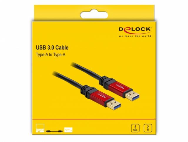 Delock Cable USB 3.0 Type-A male > USB 3.0 Type-A male 2 m Premium 