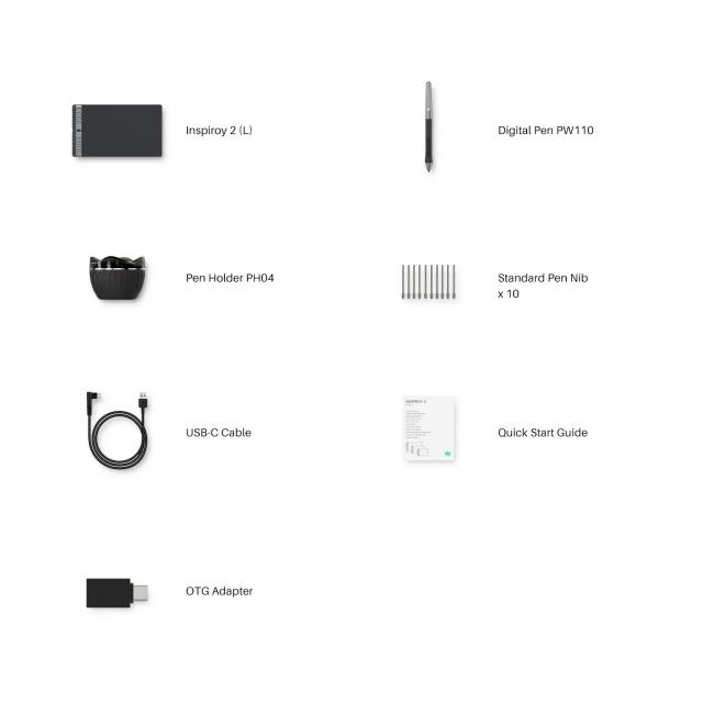 Graphic Tablet HUION Inspiroy 2 L H1061P, 5080 LPI 