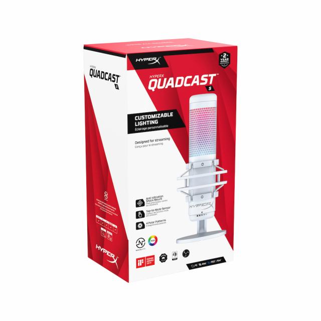 Настолен микрофон HyperX QuadCast S White 