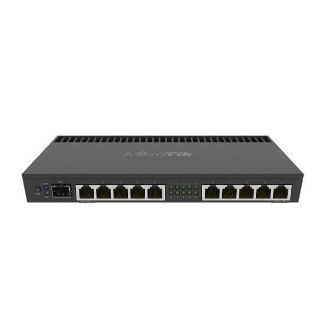 Рутер MikroTik RB4011iGS+RM, CPU 1.4GHz, 1GB, 10xGbit LAN, 1xSFP, PoE in/out 1U 