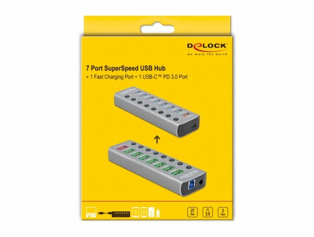 USB hub, 9 ports, DELOCK 63264 