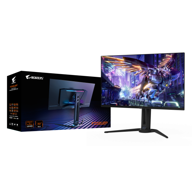 Гейминг монитор GIGABYTE AORUS FO32U2P, 31.5" QD-OLED, 4K UHD, 240Hz, 0.03ms, DP 2.1 UHBR20, Vesa ClearMR 13000, HDR 400, KVM 
