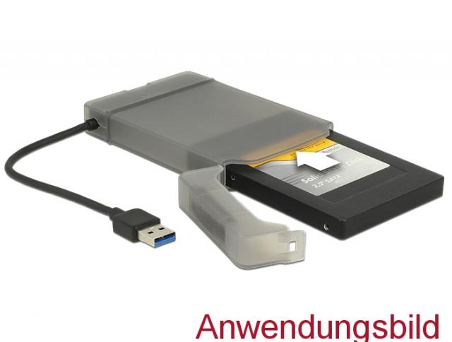 Конвертор Delock, USB 3.0 Type-A мъжко - SATA 6 Gb/s 22 pin, 2.5″ защитен калъф 