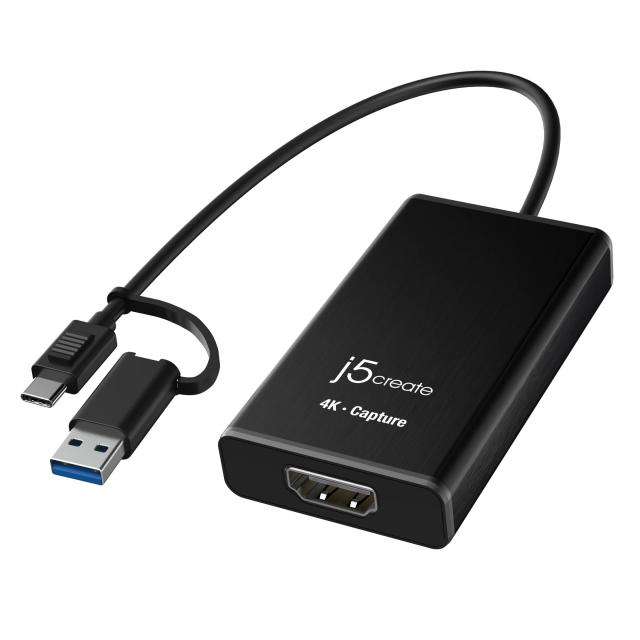 Кепчер адаптер j5create JVA11, HDMI - USB-C, 4K, Черен 