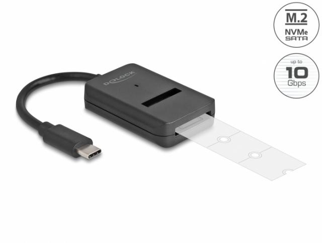 Delock Combo Converter for M.2 NVMe PCIe or SATA SSD with USB Type-C 10 Gbps 