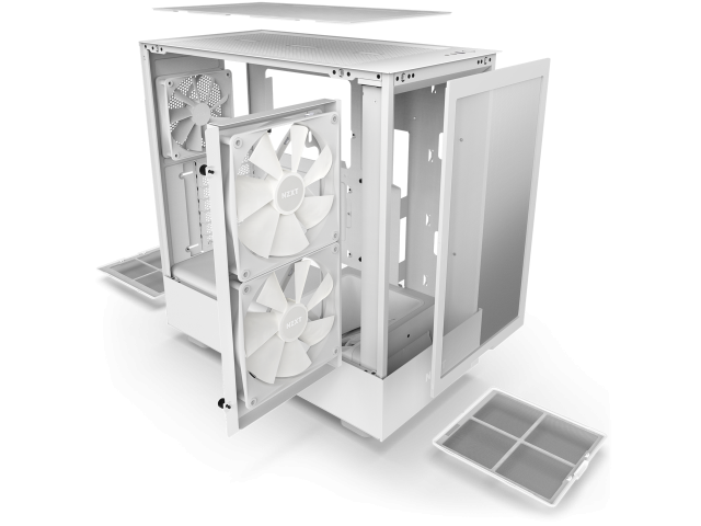 Case NZXT H5 Flow RGB Matte White, Mid-Tower 