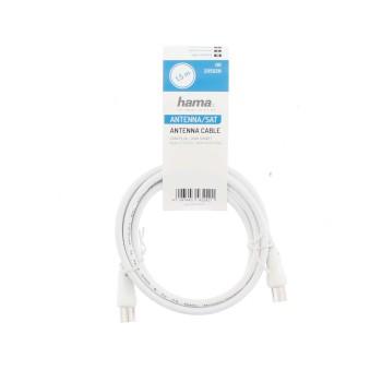 Антенен кабел HAMA, Коаксиален мъжко - женско, 1.5 м, 75dB, Бял 