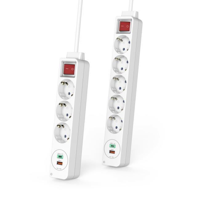 Power Strip, 3-Way, USB-C/A 18 W, PD/QC, HAMA-223185 