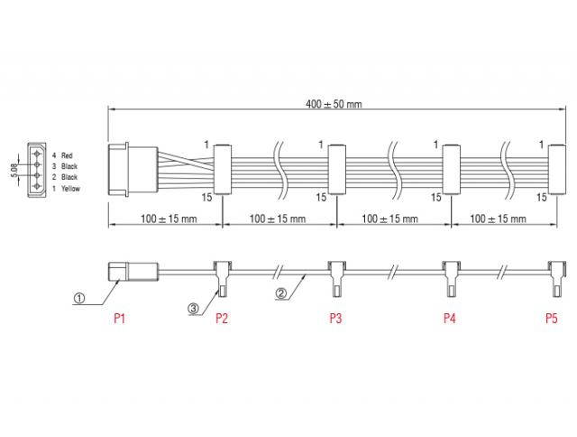 Delock Cable Power Molex 4 pin plug > 4 x SATA 15 pin receptacle 40 cm 