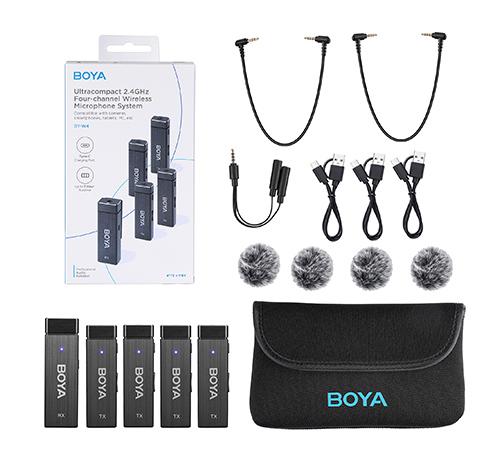 BOYA BY-W4 Ultracompact 2.4GHz Four-Channel Wireless Microphone System 