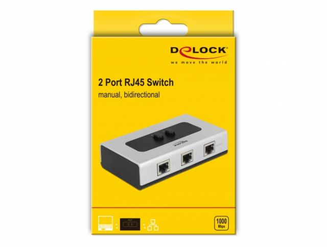 Delock Switch RJ45 10 Gbps 2 port manual bidirectional 