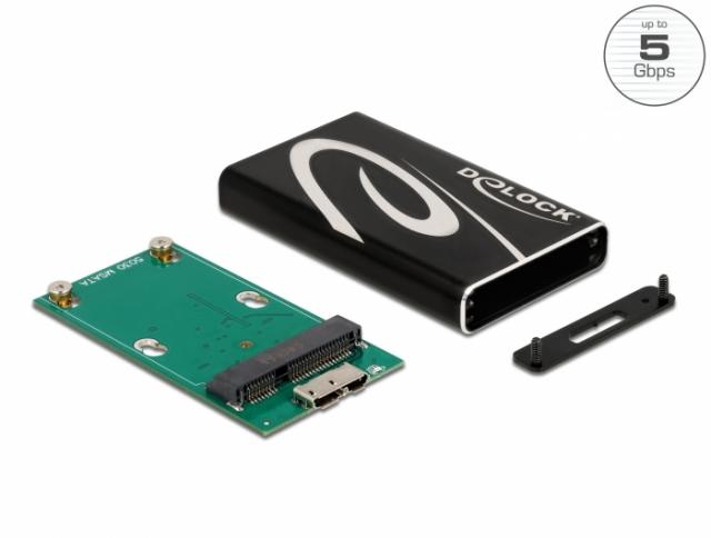 Външно чекмедже Delock 42006, За mSATA SSD, USB 