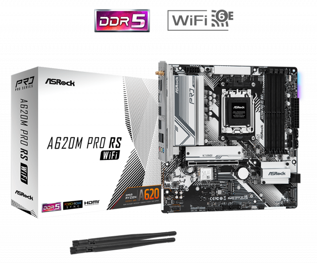 Motherboard ASROCK A620M Pro RS WiFi, Socket AM5, mATX, 4xDDR5 
