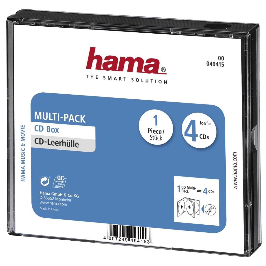 Кутийка за CD/DVD HAMA Multi-Pack 4, прозрачен/черен