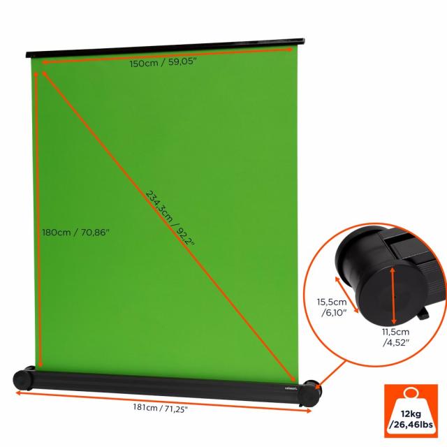 Mobile Chroma Key Green Screen 150 x 180cm CELEXON 