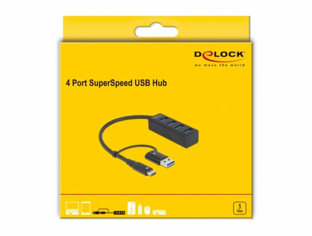 USB хъб, 4 порта, DELOCK-63828 