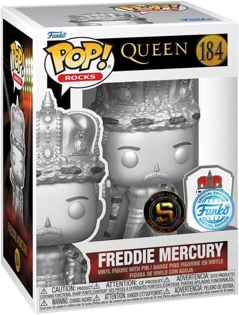 Funko Pop! Rocks: Queen - Freddie Mercury King (Platinum) with Pin (Special Edition) #184 Vinyl 