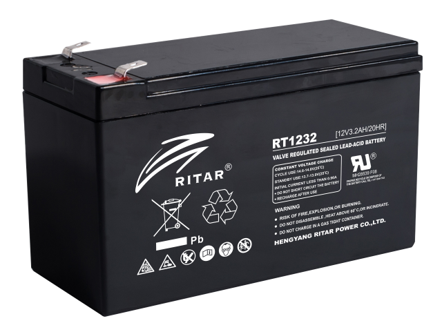 Lead Battery RITAR (RT1232)  12V / 3.2 Ah -  AGM 134 / 67 / 60 mm  
