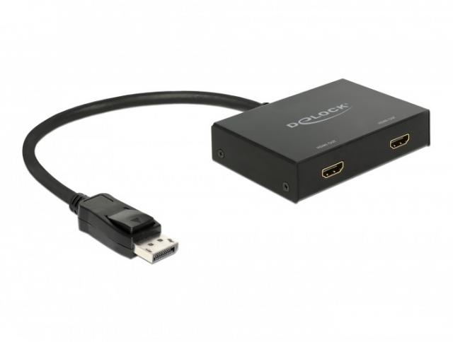 Delock DisplayPort 1.2 Splitter 1 x DisplayPort in > 2 x HDMI out 