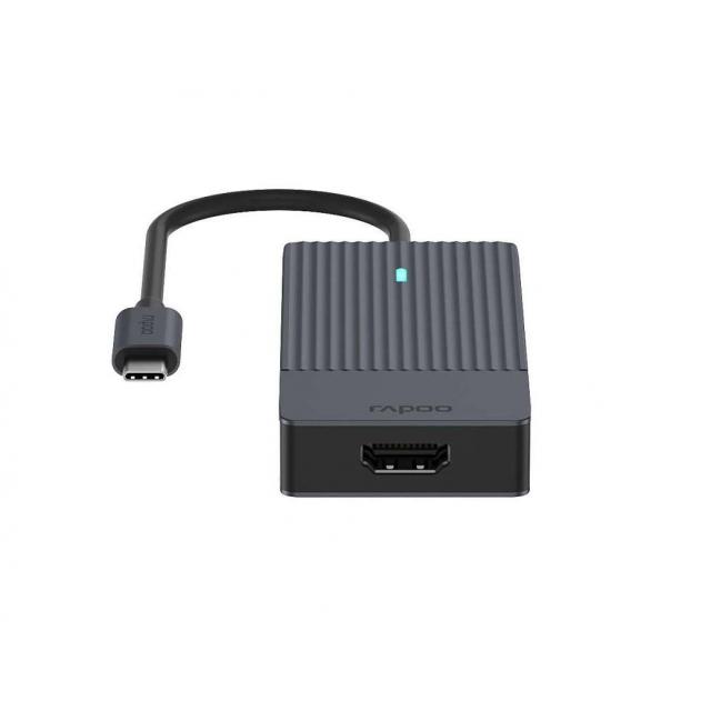 4-портов хъб Rapoo 4 в 1, 2 x USB-A, 1 x  USB-C, 1 x HDMI, Черен