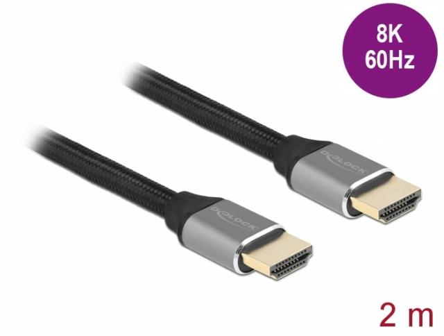 Delock Ultra High Speed HDMI Cable 48 Gbps 8K 60 Hz grey 2 m certified 