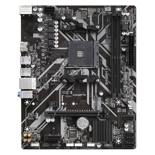 Дънна платка GIGABYTE B450M K Socket AM4 