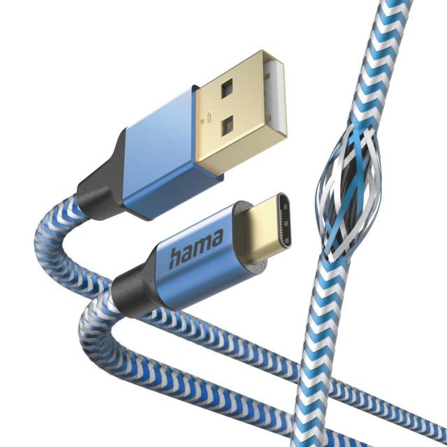 Hama "Reflective" Charging/Data Cable, USB Type-C - USB-A, 1.5 m, 201558 