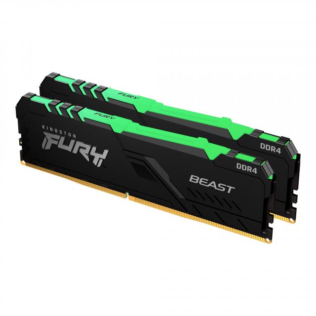 Памет Kingston FURY Beast Black RGB 16GB(2x8GB) DDR4 PC4-24000 3000MHz CL15 KF430C15BBAK2/16 
