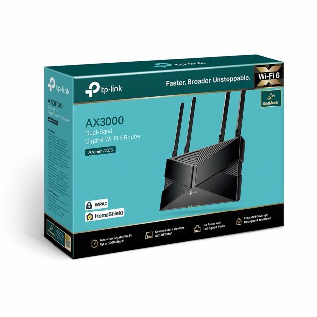 Безжичен рутер TP-Link Archer AX53 AX3000, 2.4/5 GHz, 574 - 2402 Mbps, 10/100/1000 