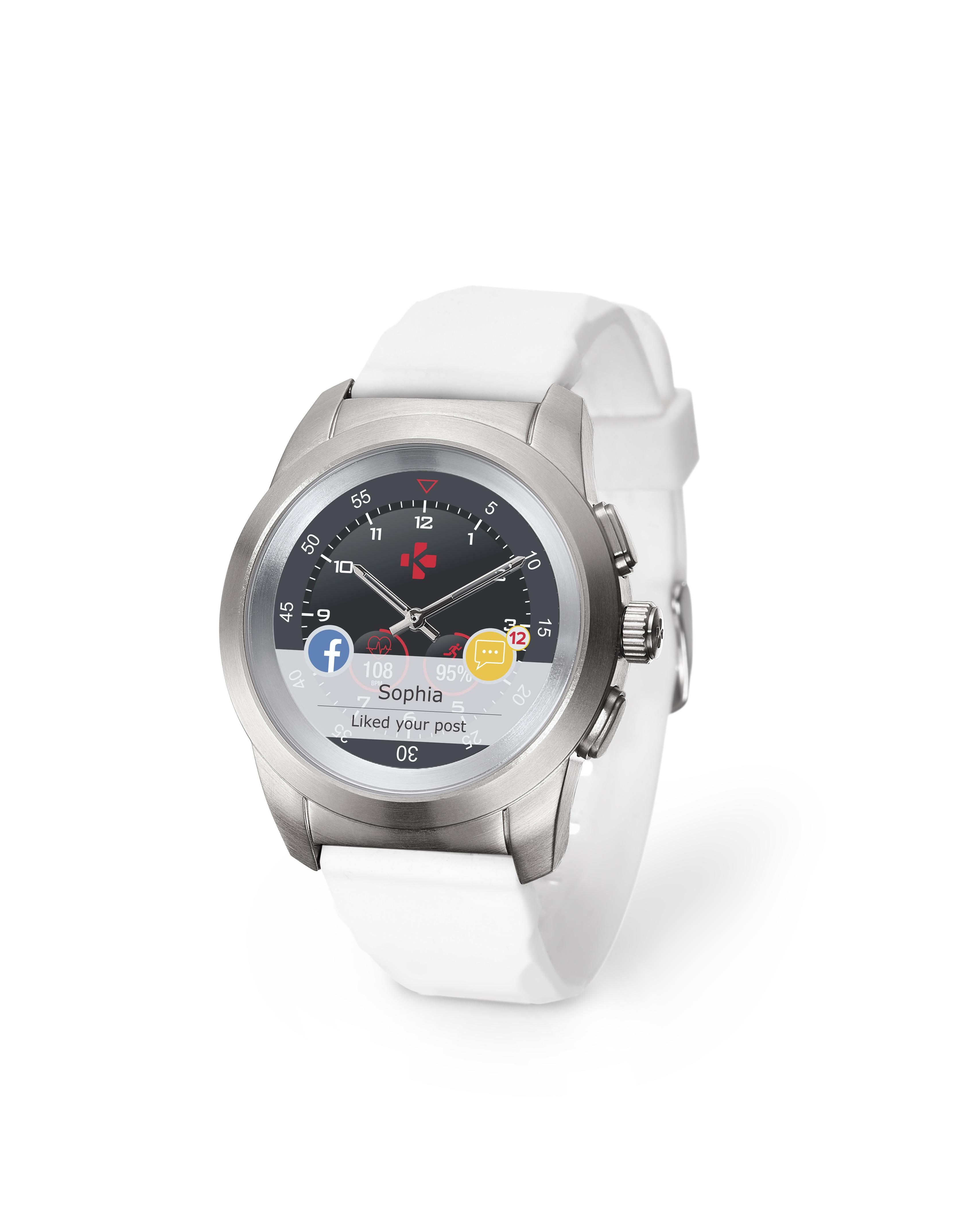 Хибриден смарт часовник MyKronoz ZeTime Petite  Silver/White, силиконова бяла каишка