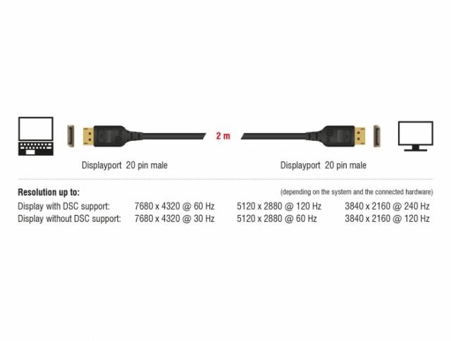 Delock DisplayPort cable 8K 60 Hz 2 m DP 8K certified 