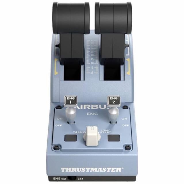Жичен джойстик Thrustmaster TCA Officer Pack Airbus Edition, авиосимулатор за PC, Черен/Син 