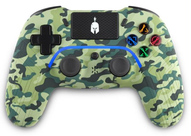 Spartan Gear Aspis 4 Wired PC and Wireless PS4 Controller, PC/PS4 Compbatible, Green Camo 