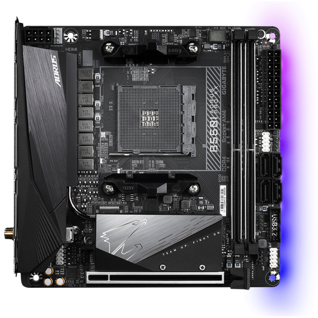 Motherboard GIGABYTE B550I AORUS PRO AX, WI-FI, Socket AM4, 2 x DDR4, RGB Fusion 2.0