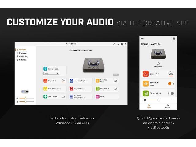 Външна звукова карта Creative Sound Blaster X4, USB-C, DAC, Super X-FI, TOSLINK 