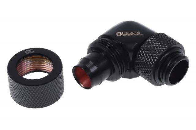 Alphacool 13/10 compression fitting 90° revolvable G1/4, Deep Black 