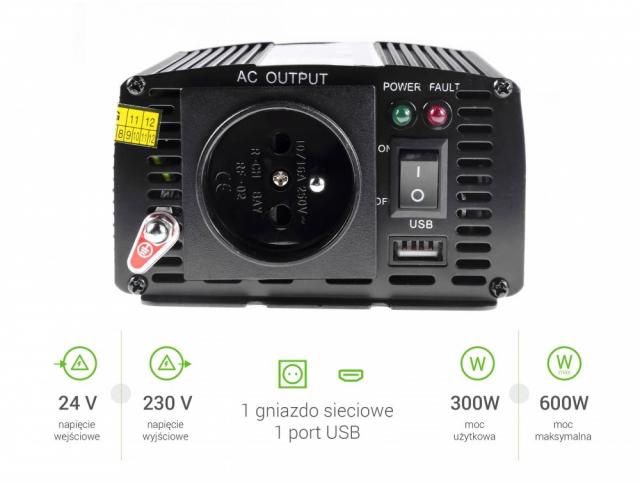 Инвертор GREEN CELL 24V/300W  