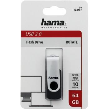 USB памет HAMA Rotate, 64GB, 10 MB/s, Черен 