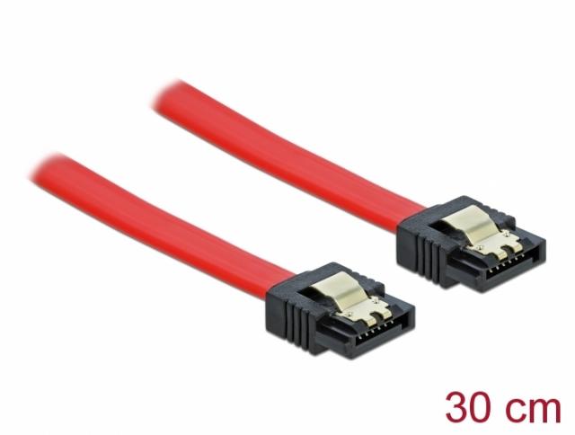 Delock Cable SATA 6 Gb/s male straight > SATA male straight 30 cm red metal 