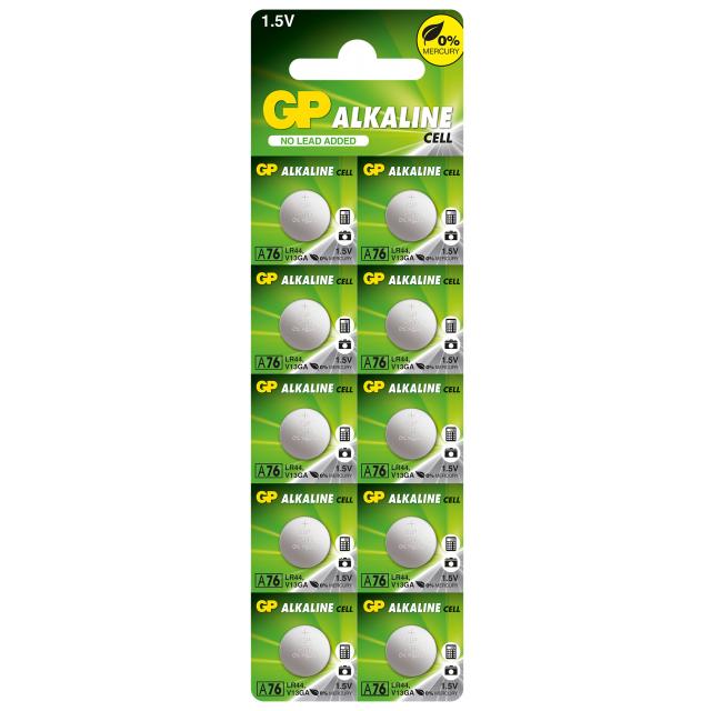 Button GPA76 alkaline battery LR44 / 10 pcs. / Pack price for 1 pc. / 1.55V GP