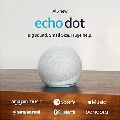 Преносима смарт тонколона Amazon Echo Dot 5, Гласов асистент, Alexa, Бяла 