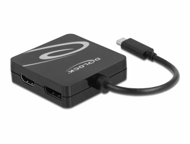 4in1 Adapter Delock 63129 USB-C - VGA / DVI / Displayport / HDMI Socket, Black 