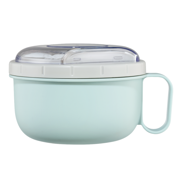 Xavax Round Lunch Box, for Microwave, with Cutlery, 1100 ml, pastel blue / grey