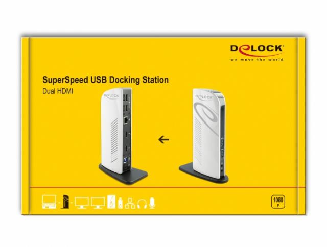 Delock USB Docking Station Dual HDMI Full-HD / USB 3.2 / LAN / Audio 
